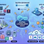 Windows, Office, Autodesk, WordPress eklentileri, Yapay Zeka (AI) ve Bulut depolama araçları lisans anahtarları.