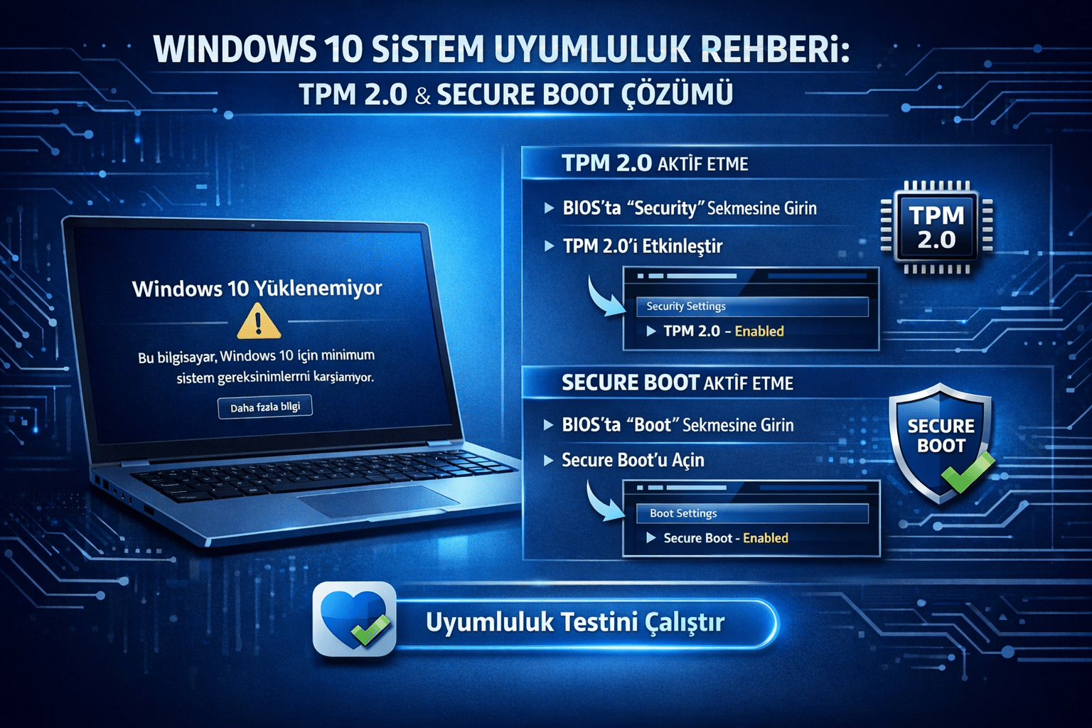 Windows 10 sistem gereksinimleri, minimum ve önerilen donanım özellikleri tablosu