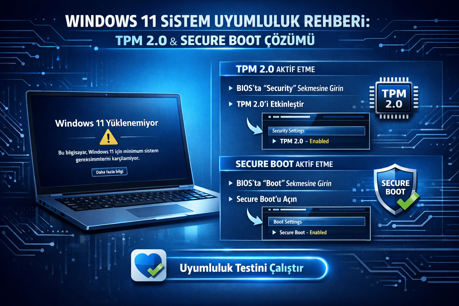 Windows 11 sistem gereksinimleri karşılamıyor hatası ve TPM 2.0 çözümü