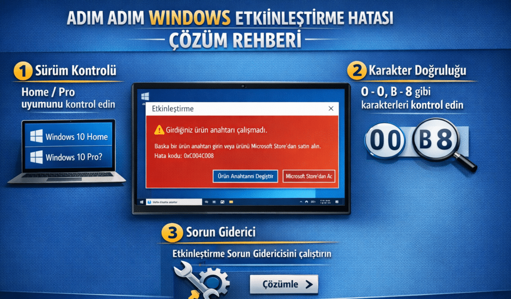 Windows Urun Anahtari Calismadi Hatasi Cozum Adimlari 1