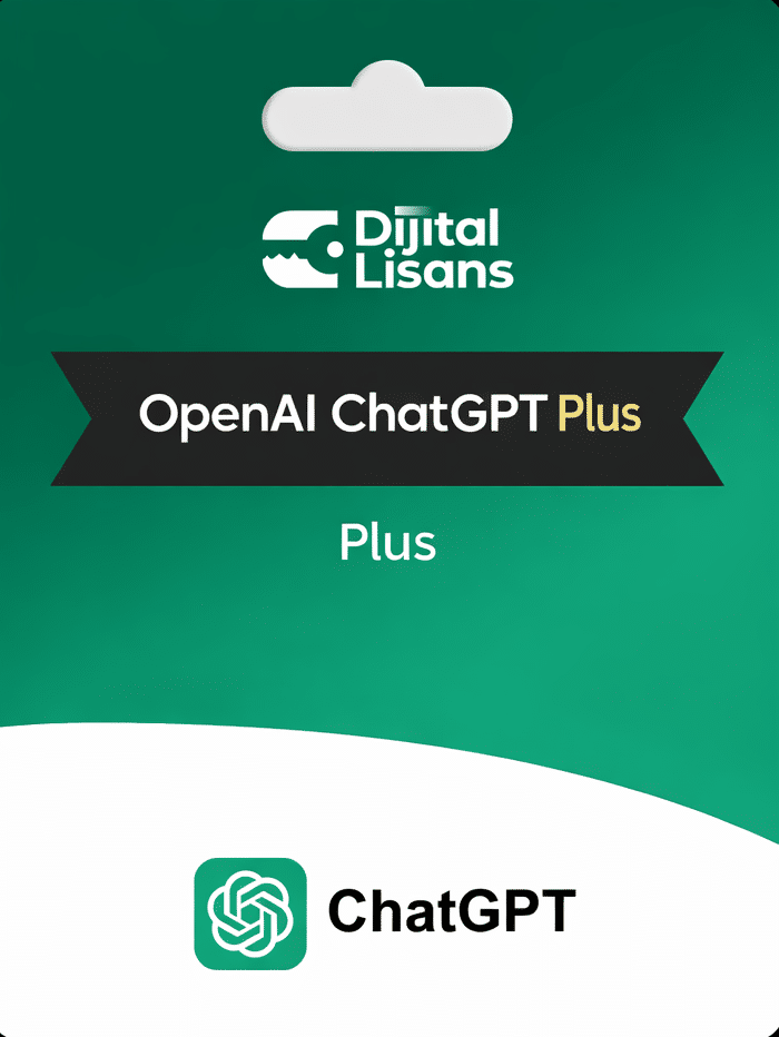 ChatGPT Plus aboneliği için dijital aktivasyon lisans kartı ve OpenAI logosu.