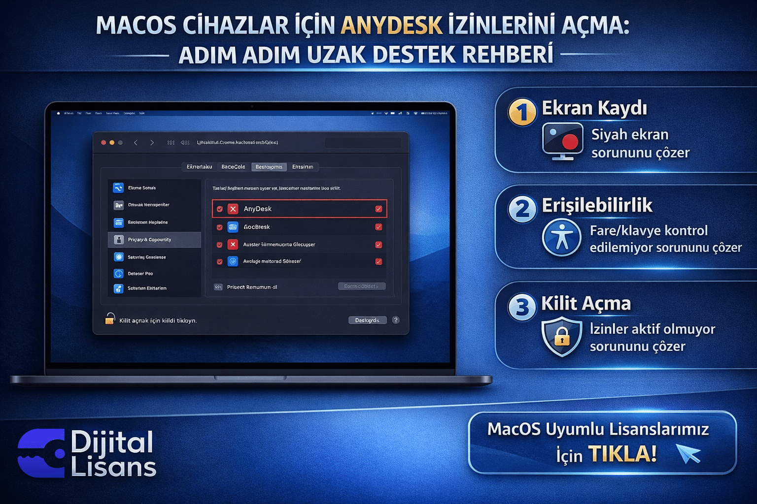 Macos anydesk izin verme siyah ekran çözümü adım adım rehber