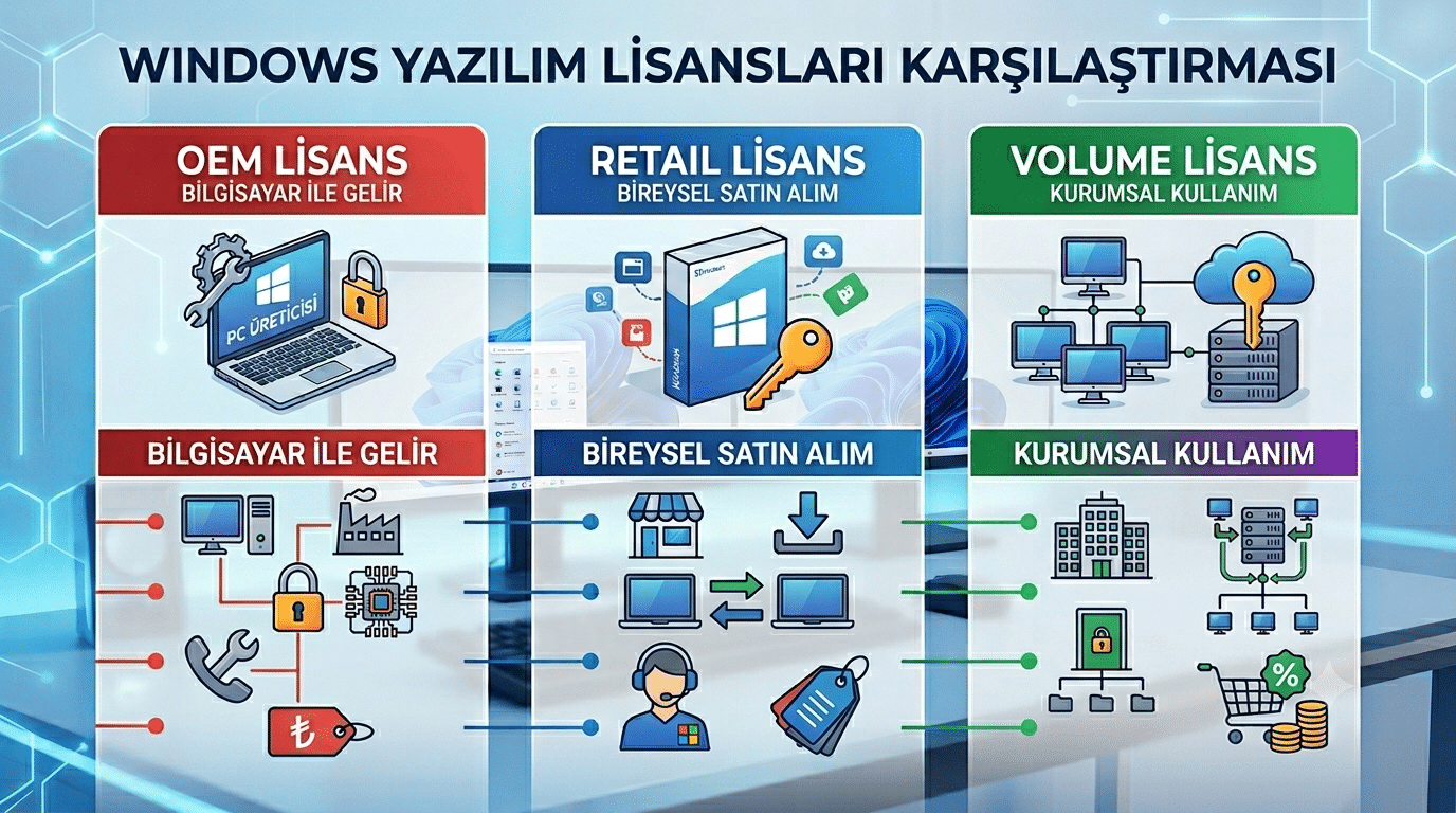 OEM, Retail ve Volume Lisans Arasındaki Farklar Nelerdir?