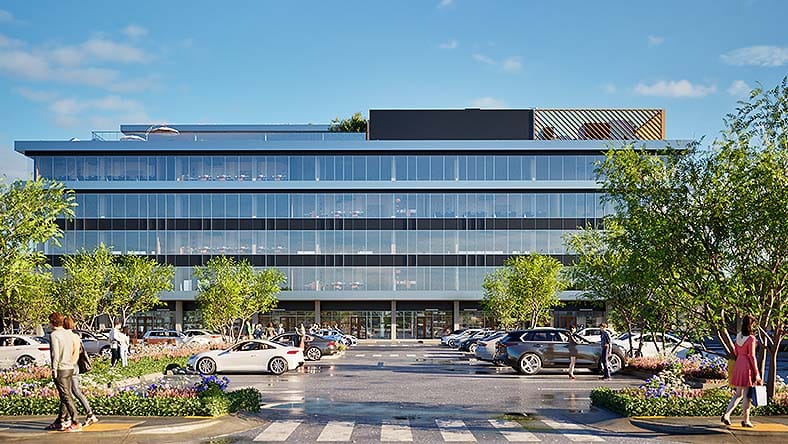 Autodesk Revit ürün sayfasında gösterilen modern bina projesi